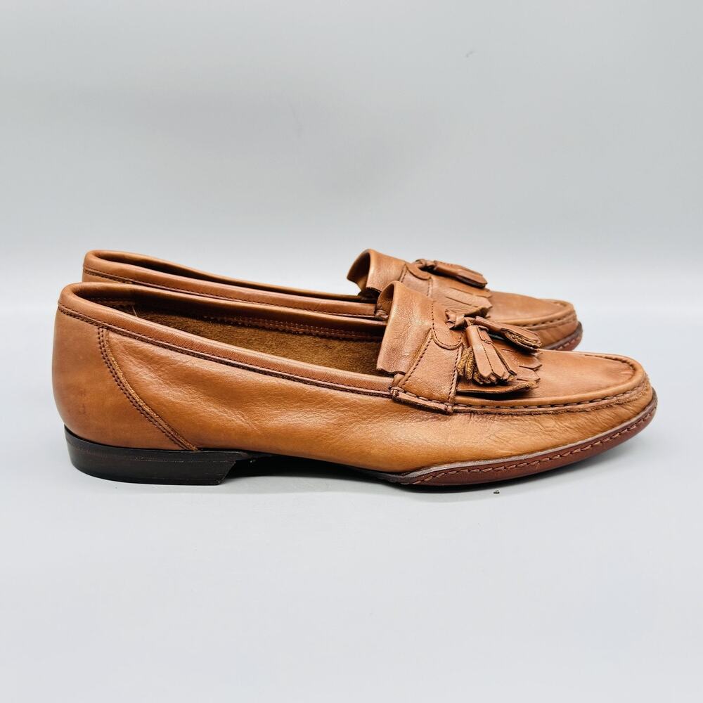 Bruno Magli Shoes Men 10 Brown Leather Kiltie Tassel Loafer Oxford Moc Toe Dress